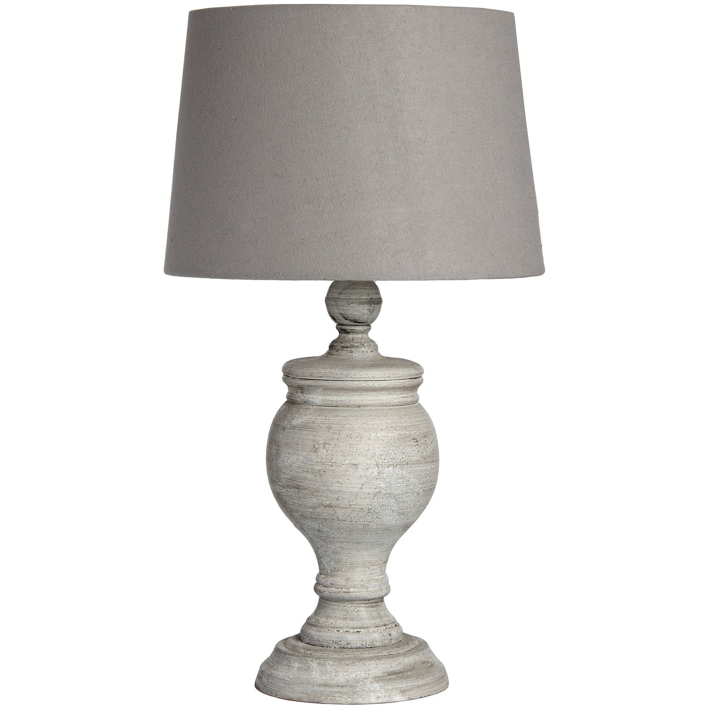 Light Grey Washed Wooden Table Lamp With Linen Shade MH18552