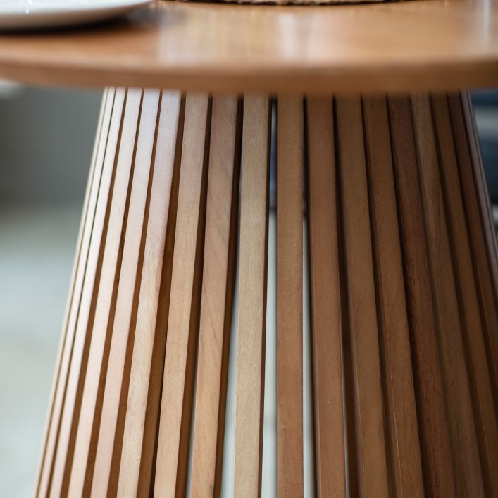 Modern Crafted Wooden Slat Round Dining Table MMG5059413699894