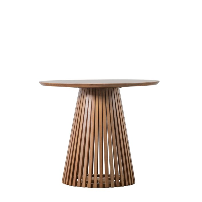 Modern Crafted Wooden Slat Round Dining Table MMG5059413699894