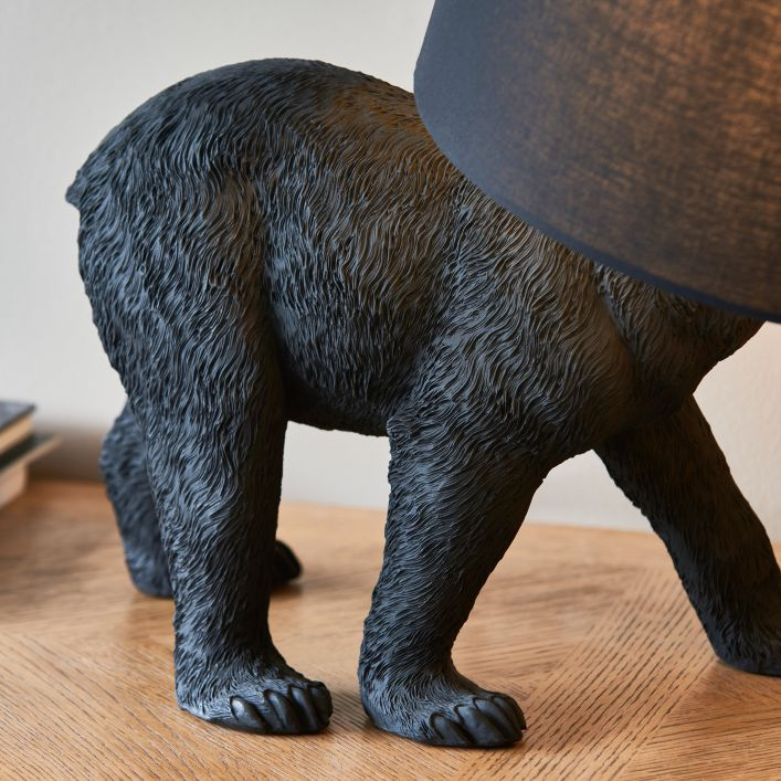 Walking Black Bear Table Lamp With Black Shade Fun & Functional Lighting MMG5016087179671