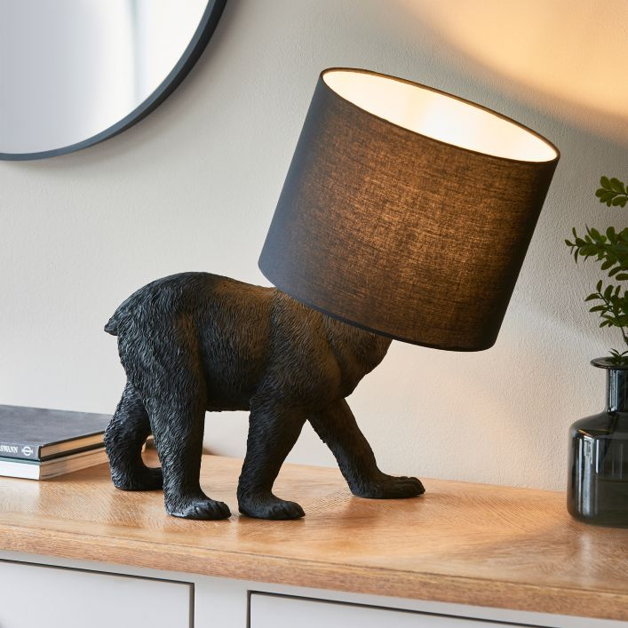 Walking Black Bear Table Lamp With Black Shade Fun & Functional Lighting MMG5016087179671