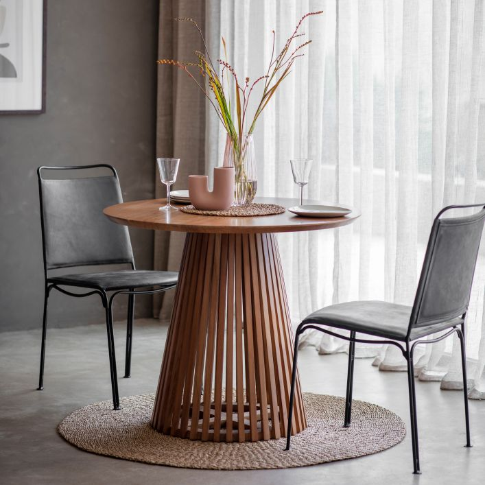 Modern Crafted Wooden Slat Round Dining Table MMG5059413699894