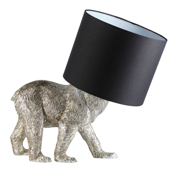 Walking Silver Bear Table Lamp With Black Shade Fun & Functional Lighting MMG5016087179688