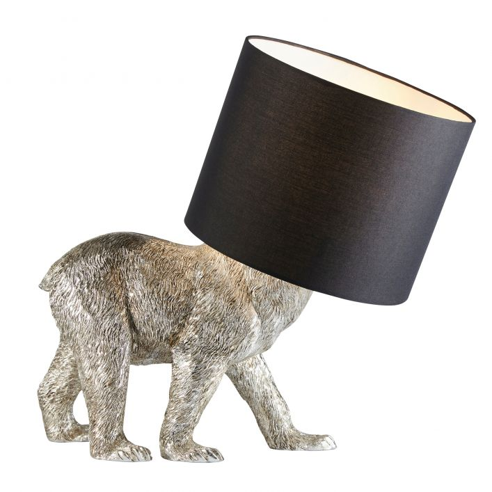 Walking Silver Bear Table Lamp With Black Shade Fun & Functional Lighting MMG5016087179688