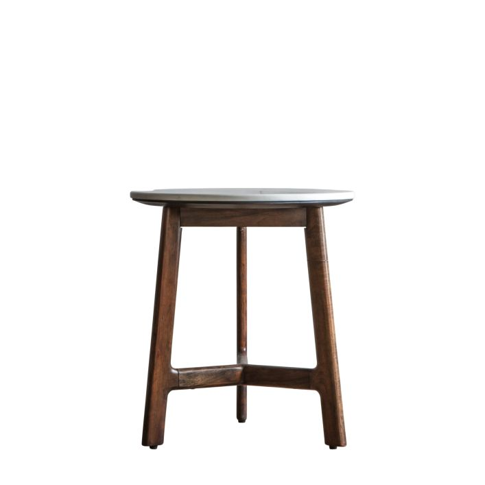 Mid Century Design Walnut Side Table With Solid White Marble Top MMG5056272006573