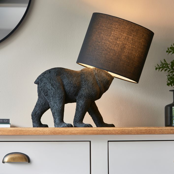 Walking Black Bear Table Lamp With Black Shade Fun & Functional Lighting MMG5016087179671