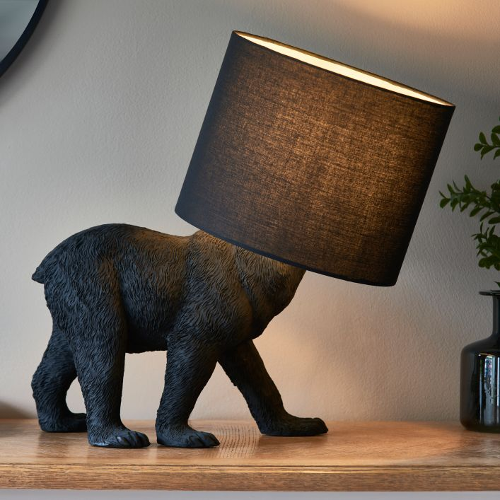 Walking Black Bear Table Lamp With Black Shade Fun & Functional Lighting MMG5016087179671